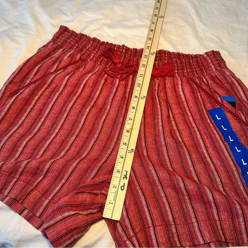 Briggs Women’s Striped Linen Blend Pull-On Shorts Red Size Large NWT - Picture 7 of 9